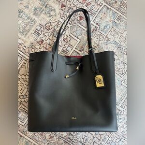 Lauren Ralph Lauren Black Tote with Gold Accents